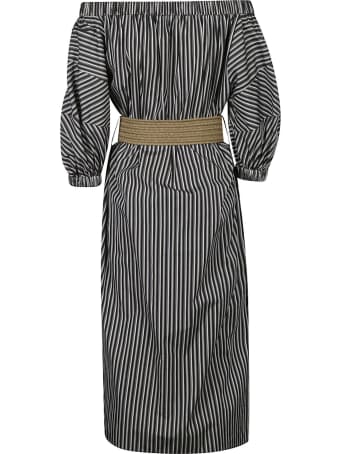 Brunello Cucinelli Stripe Print Off-shoulder Dress