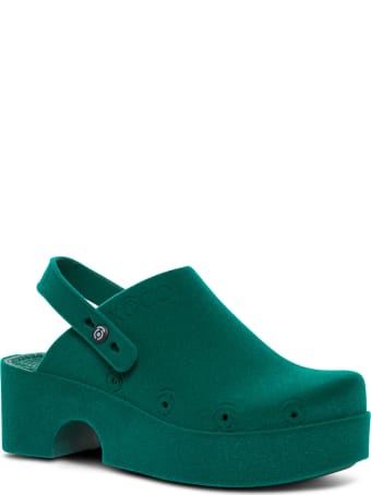 Xocoi Green Emerald Flocked Fabric Mules