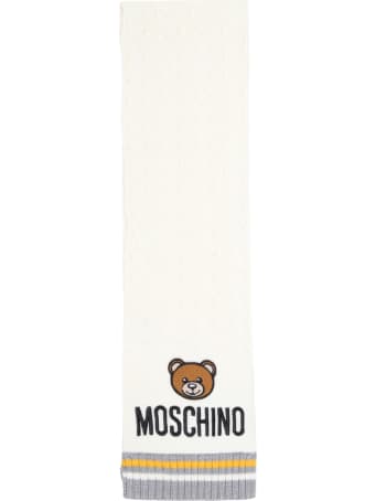 Moschino Ivory Scarf For Baby Kids With Teddy Bear