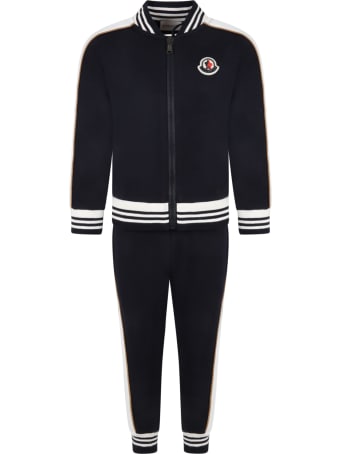 Moncler Blue Tacksuit For Kids With Iconic Patch