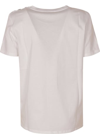 Balmain Logo Print Button Embellished T-shirt