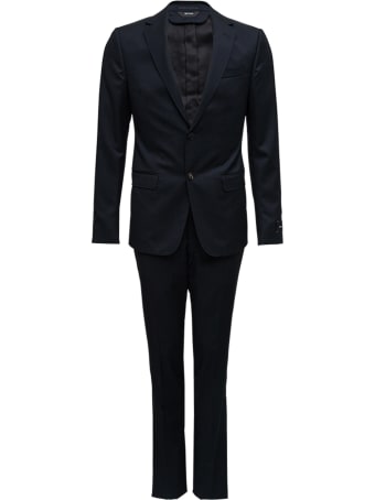 Z Zegna Single Breasted Black Wool Tailored Suit