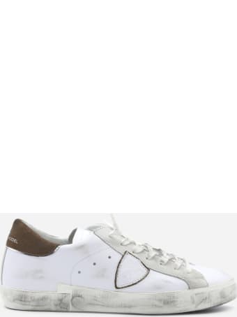 Philippe Model Paris X Sneakers In Leather With Suede Heel Tab