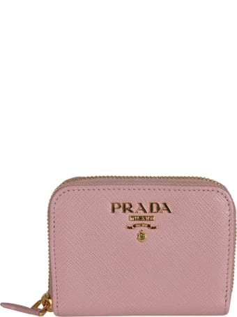 Prada Zip-around Metal Plaque Coin Purse