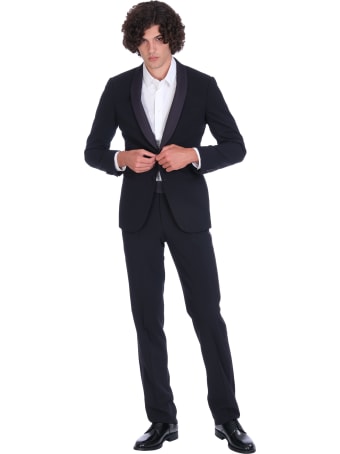 Giorgio Armani Tuxedo Dress In Blue Wool