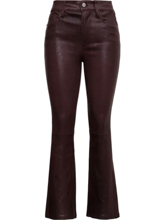 Frame Brown Leather Pants With Flared Bottom