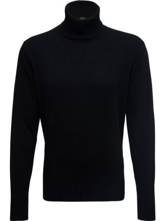 Roberto Collina Black High Collar Wool Blend Sweater