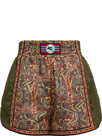 Etro Tech Jersey Shorts With Floral Print And Pegaso