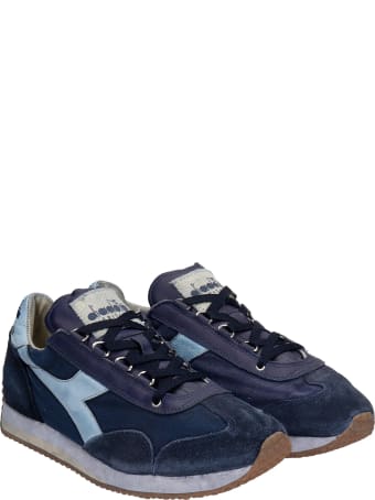 Diadora Equipe H Sneakers In Blue Suede And Fabric Diadora