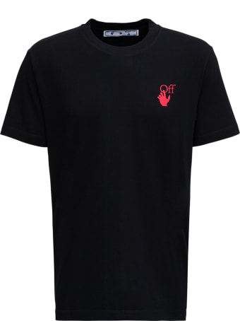 Off-White Black Cotton T-shirt With Starred Arrow Print