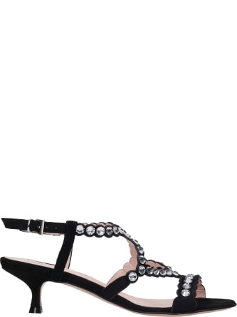 Anna F. Sandals In Black Suede