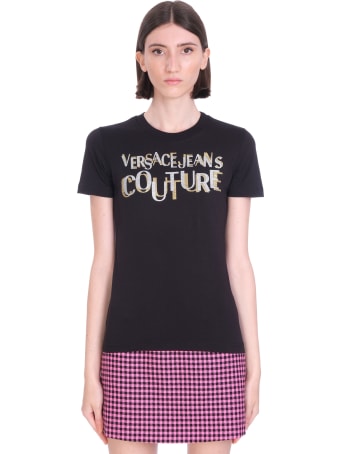 Versace Jeans Couture T-shirt In Black Cotton