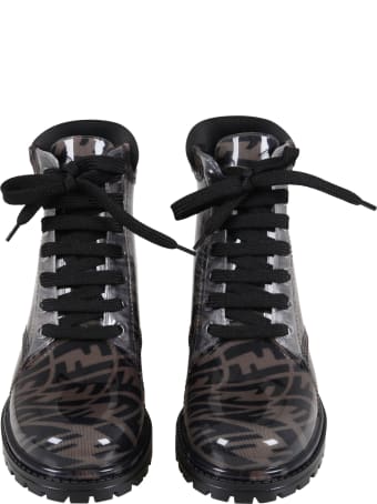 Fendi Brown Boots For Kids With Logo Vertigo