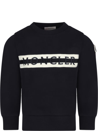 Moncler Blue Sweatshirt For Kids With Logo