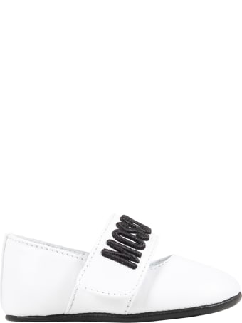 Moschino White Ballerina Flats For Babygirl