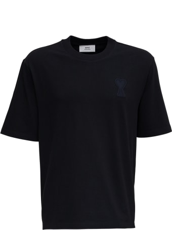 Ami Alexandre Mattiussi Black Organic Cotton T-shirt With Logo