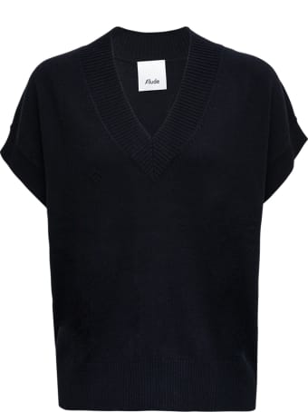 Allude Black Cashmere Vest With V-neck