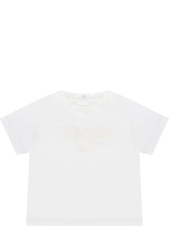 Fendi White T-shirt For Babykids With Logo