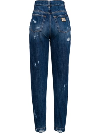 Dolce & Gabbana High Waist Jeans With Ripped Details