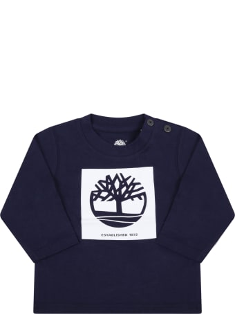 Timberland Blue T-shirt For Baby Boy With Iconic Tree