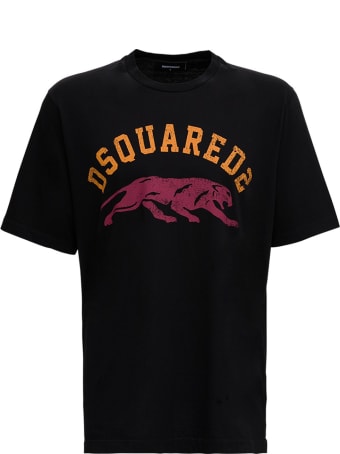 Dsquared2 Black T-shirt With Tiger Logo Print