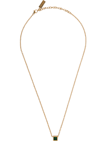 Saint Laurent Metal Necklace With Cube Pendant Detail