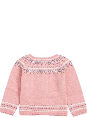 Tartine et Chocolat Pink Cotton Blend Cardigan With Floral Print