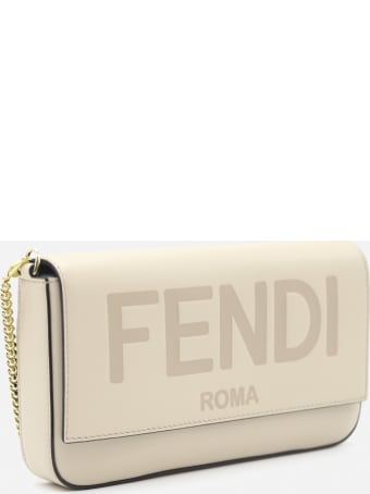 Fendi Wallet On Chain In Leather With Engraved Logo