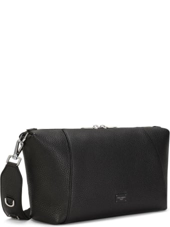 Dolce & Gabbana Palermo Crossbody Bag In Black Leather With Logo