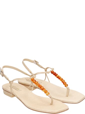 Cult Gaia Ari Flats In Beige Leather