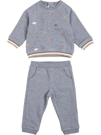 Tartine et Chocolat Grey Cotton Blend Coordinated Suit With Print