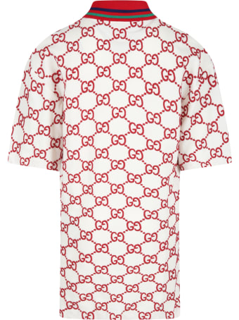 Gucci Ivory Dress For Girl With Double Gg