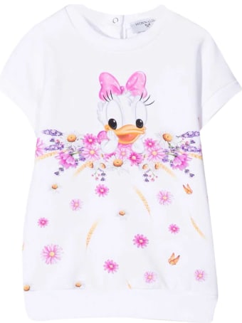 Monnalisa White Dress With Print