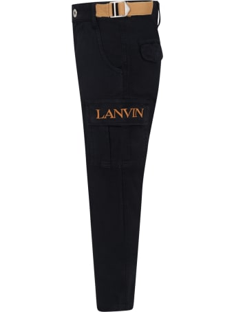 Lanvin Black Cargo-pants For Boy With Logo