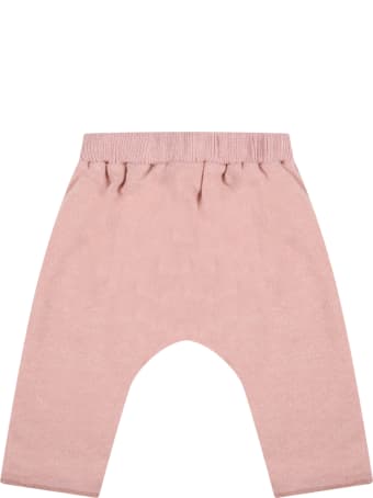 Caffe' d'Orzo Pink "dafne" Trousers For Baby Girl With Bow