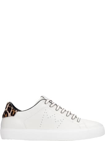 Leather Crown Sneakers In White Leather