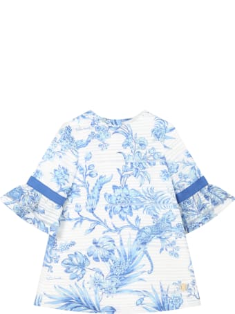 Roberto Cavalli White Dress For Baby Girl With Flowers