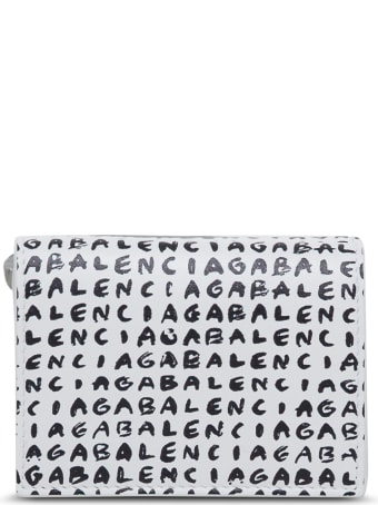 Balenciaga Leather Wallet With Allover Logo Print