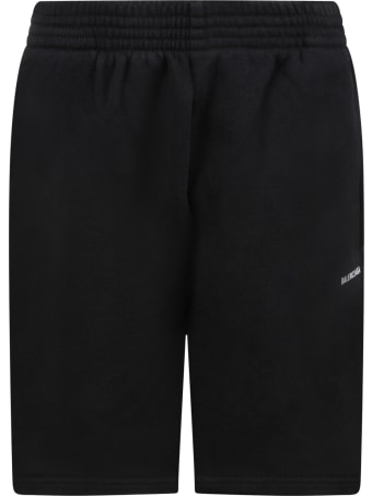 Balenciaga Black Shorts For Kids With White Logo