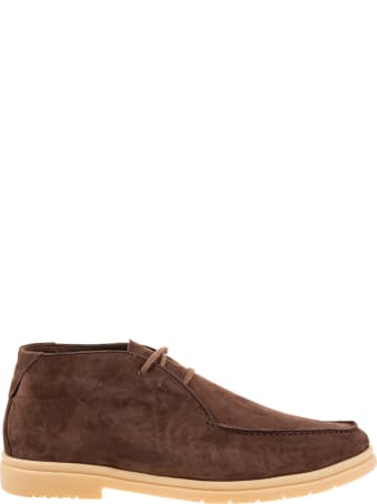 Andrea Ventura Coffee Ankle Boots In Calf Leather