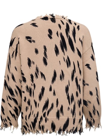SEMICOUTURE Patricia Beige Sweater With Animalier Print