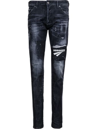 Dsquared2 Black Denim Jeans With Tears Detail And Logo