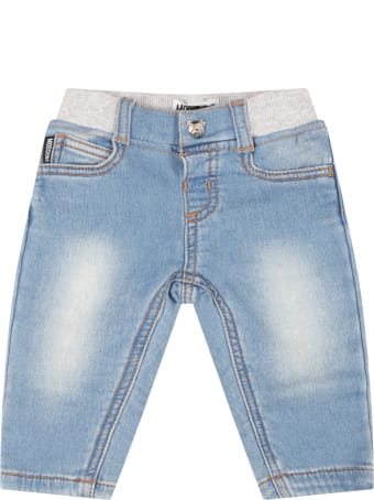 Moschino Light Blue Jeans For Babykids With Teddy Bear