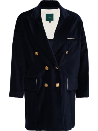 Jejia Katherine Blue Double-breasted Cotton Jacket