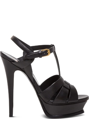 Saint Laurent Tribute Leather Sandals With Logo