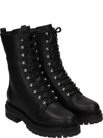 Sergio Rossi Combat Boots In Black Leather