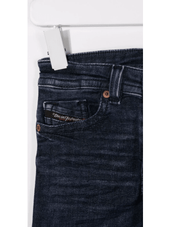 Diesel Skinny Boy Jeans In Dark Blue Denim With Logo