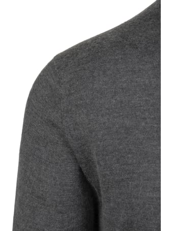 Fedeli Man Dark Grey Turtleneck Pullover In Cashmere And Silk