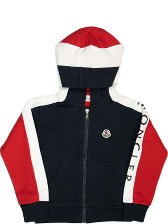 Moncler Zip Up Cotton Hoodie Blue