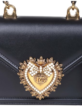 Dolce & Gabbana Small Devotion Handbag In Black Leather